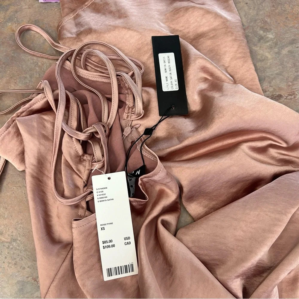 Motel Bonita Satin Slip Maxi Dress Rose XS NWT - Picture 4 of 7